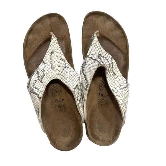 Birki’s By Birkenstock Snake Skin Sandals Size W11 M9 Summer Flats Comfortable - Picture 8 of 13